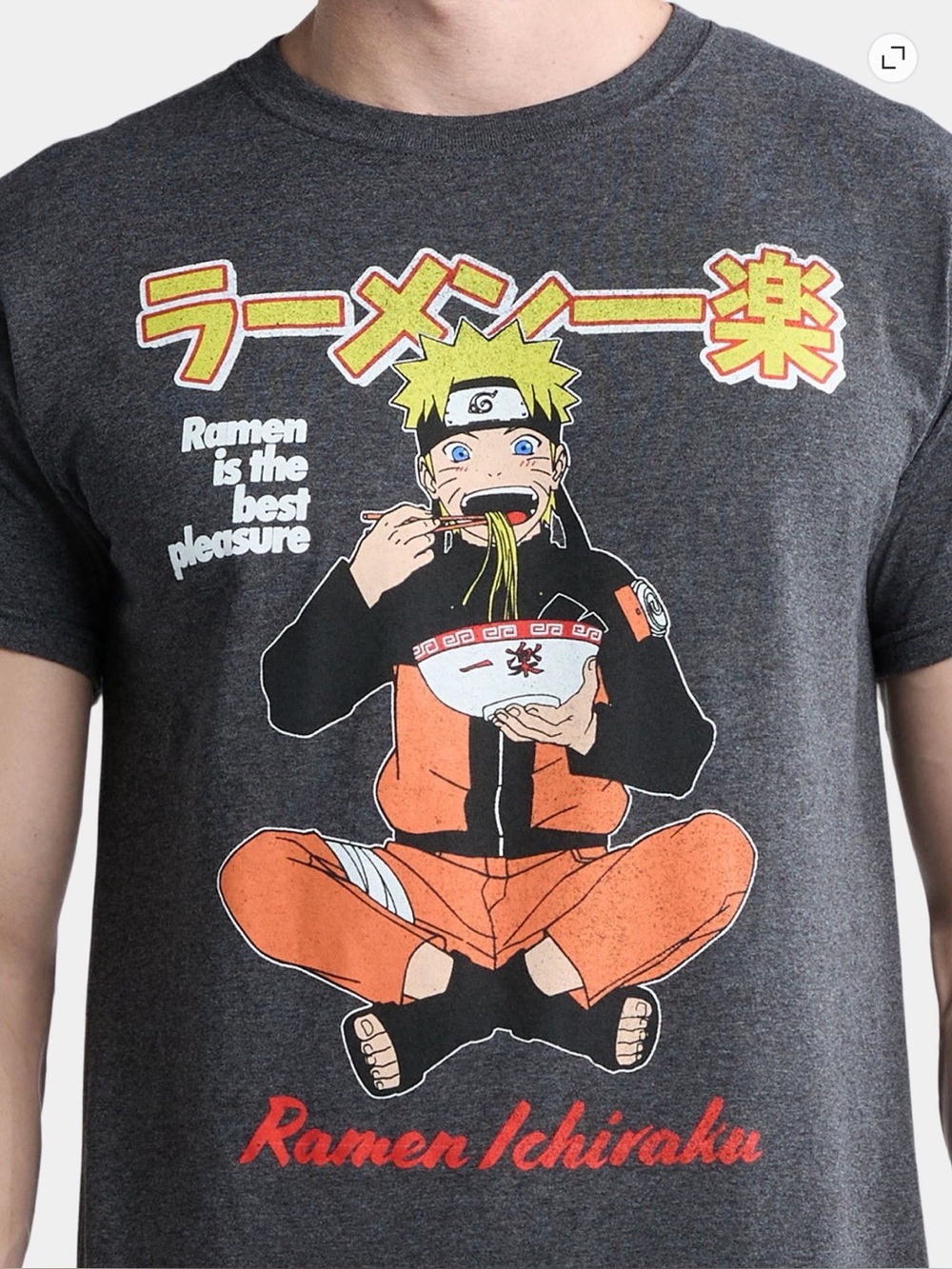 Charcoal Naruto Ramen Ichiraku Graphic Tee - Unbranded
